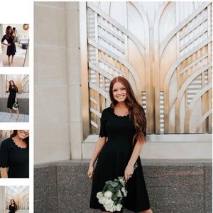 💕 PINK DESERT Black scalloped Dress Medium NEW!💕 formal